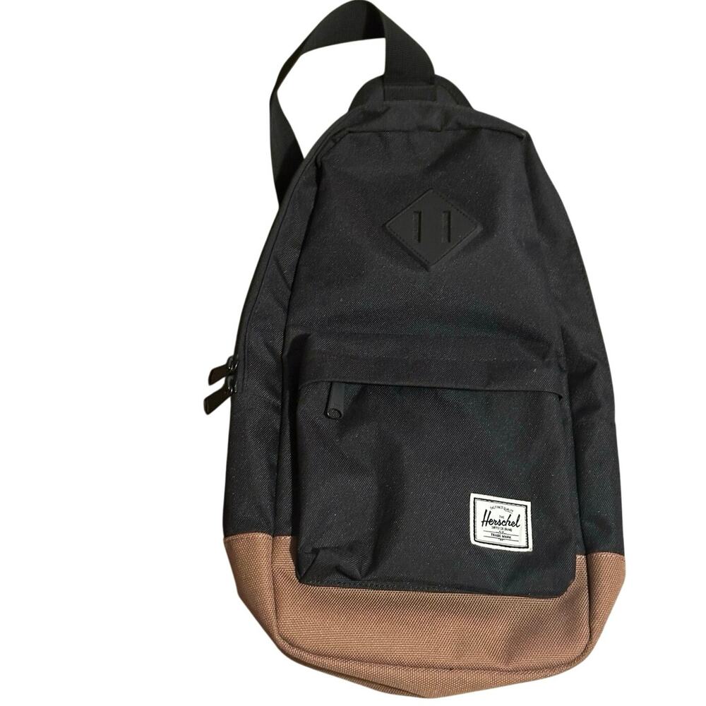 Herschel Supply Co. Heritage Crossbody Shoulder Bag Black Brown Classic Minimal